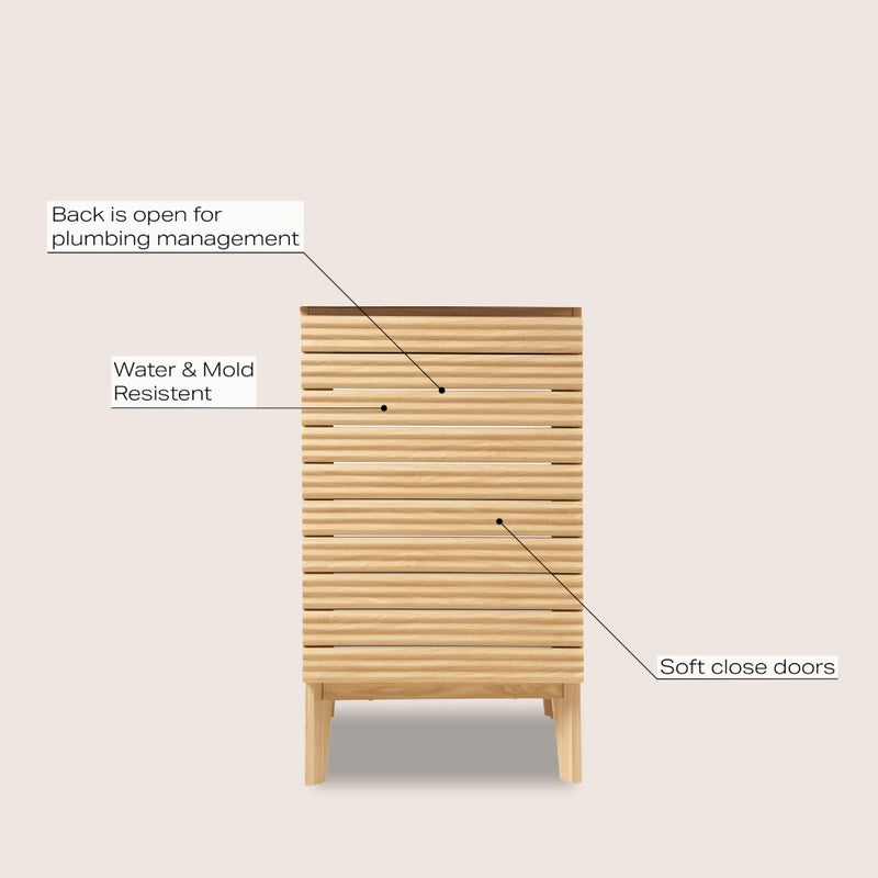 Calandre Thin Linear Slat Modern Farmhouse 2-Shelf Bath Vanity Cabinet Only (Sink Basin not Included) - JONATHAN Y