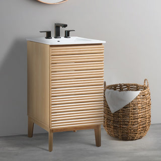 Calandre Thin Linear Slat Modern Farmhouse 2-Shelf Bath Vanity Cabinet Only (Sink Basin not Included) - JONATHAN Y