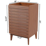 Calandre Thin Linear Slat Modern Farmhouse 2-Shelf Bath Vanity Cabinet Only (Sink Basin not Included) - JONATHAN Y