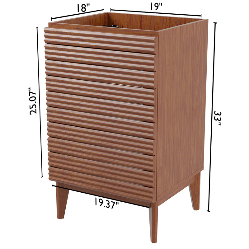 Calandre Thin Linear Slat Modern Farmhouse 2-Shelf Bath Vanity Cabinet Only (Sink Basin not Included) - JONATHAN Y
