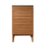 Calandre Thin Linear Slat Modern Farmhouse 2-Shelf Bath Vanity Cabinet Only (Sink Basin not Included) - JONATHAN Y