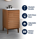 Calandre Thin Linear Slat Modern Farmhouse 2-Shelf Bath Vanity Cabinet Only (Sink Basin not Included)