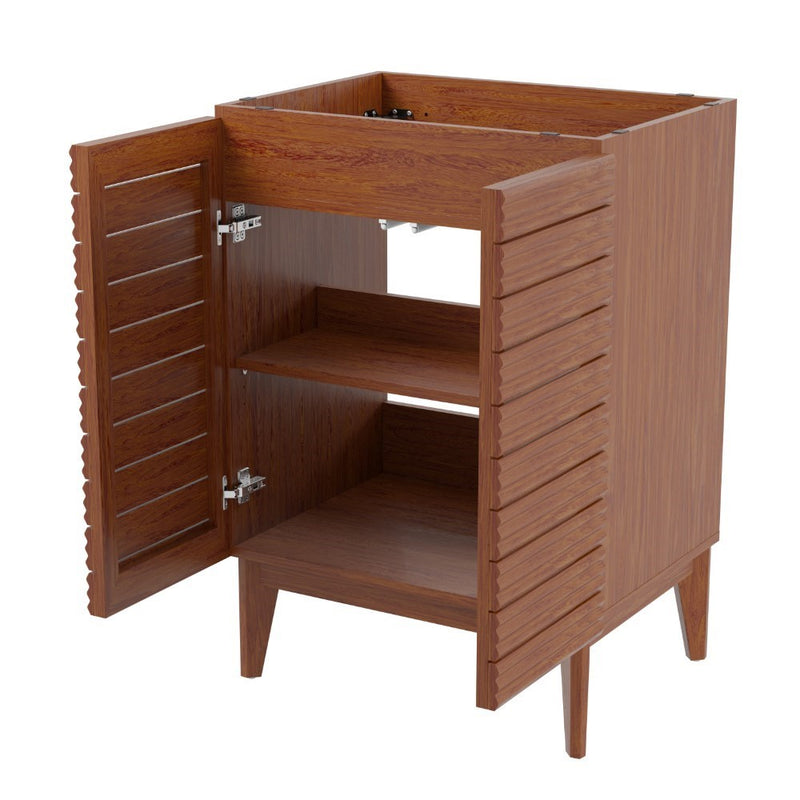 Calandre Thin Linear Slat Modern Farmhouse 2-Shelf Bath Vanity Cabinet Only (Sink Basin not Included)