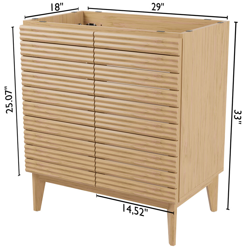 Calandre Thin Linear Slat Modern Farmhouse 2-Shelf Bath Vanity Cabinet Only (Sink Basin not Included)