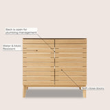 Calandre Thin Linear Slat Modern Farmhouse 2-Shelf Bath Vanity Cabinet Only (Sink Basin not Included)