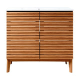 Calandre Thin Linear Slat Modern Farmhouse 2-Shelf Bath Vanity Cabinet Only (Sink Basin not Included)