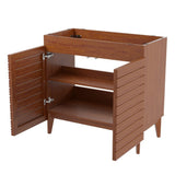 Calandre Thin Linear Slat Modern Farmhouse 2-Shelf Bath Vanity Cabinet Only (Sink Basin not Included)