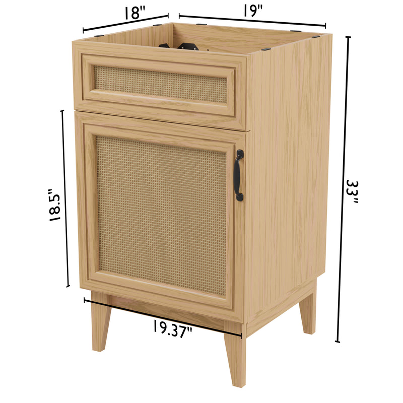 Javer Rattan Modern Farmhouse 2-Shelf Bath Vanity Cabinet Only (Sink Basin not Included) - JONATHAN Y