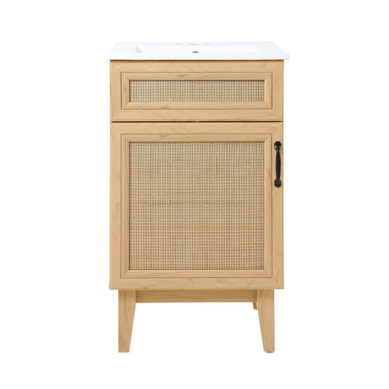 Javer Rattan Modern Farmhouse 2-Shelf Bath Vanity Cabinet Only (Sink Basin not Included) - JONATHAN Y