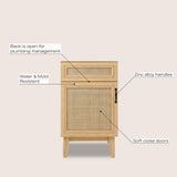 Javer Rattan Modern Farmhouse 2-Shelf Bath Vanity Cabinet Only (Sink Basin not Included) - JONATHAN Y
