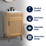 Javer Rattan Modern Farmhouse 2-Shelf Bath Vanity Cabinet Only (Sink Basin not Included)
