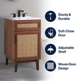 Javer Rattan Modern Farmhouse 2-Shelf Bath Vanity Cabinet Only (Sink Basin not Included)