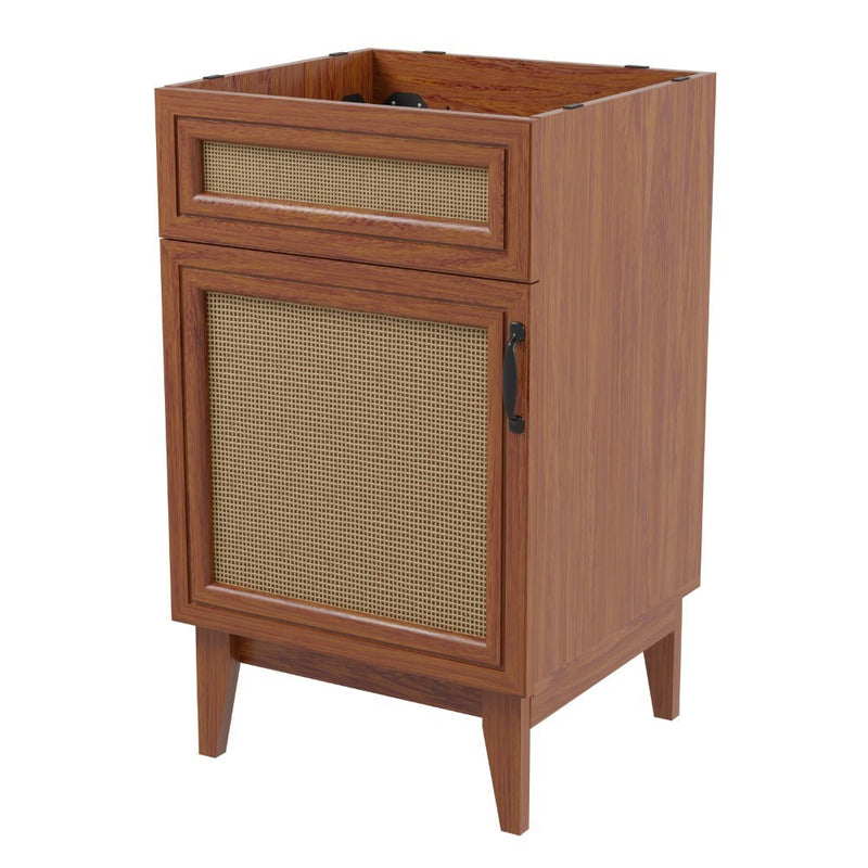 Javer Rattan Modern Farmhouse 2-Shelf Bath Vanity Cabinet Only (Sink Basin not Included) - JONATHAN Y
