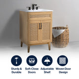 Javer Rattan Modern Farmhouse 2-Shelf Bath Vanity Cabinet Only (Sink Basin not Included)
