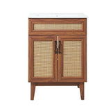 Javer Rattan Modern Farmhouse 2-Shelf Bath Vanity Cabinet Only (Sink Basin not Included) - JONATHAN Y