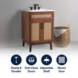 Javer Rattan Modern Farmhouse 2-Shelf Bath Vanity Cabinet Only (Sink Basin not Included)