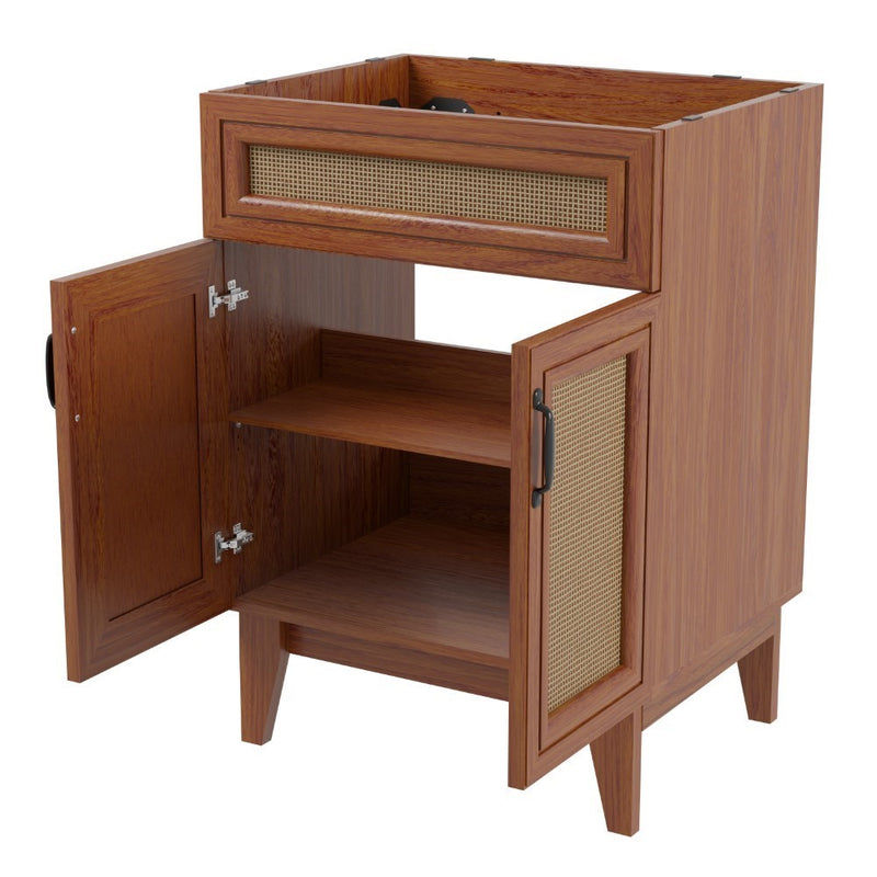 Javer Rattan Modern Farmhouse 2-Shelf Bath Vanity Cabinet Only (Sink Basin not Included) - JONATHAN Y