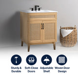 Javer Rattan Modern Farmhouse 2-Shelf Bath Vanity Cabinet Only (Sink Basin not Included)
