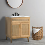 Javer Rattan Modern Farmhouse 2-Shelf Bath Vanity Cabinet Only (Sink Basin not Included)
