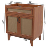 Javer Rattan Modern Farmhouse 2-Shelf Bath Vanity Cabinet Only (Sink Basin not Included)