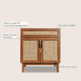 Javer Rattan Modern Farmhouse 2-Shelf Bath Vanity Cabinet Only (Sink Basin not Included)