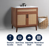 Javer Rattan Modern Farmhouse 2-Shelf Bath Vanity Cabinet Only (Sink Basin not Included)