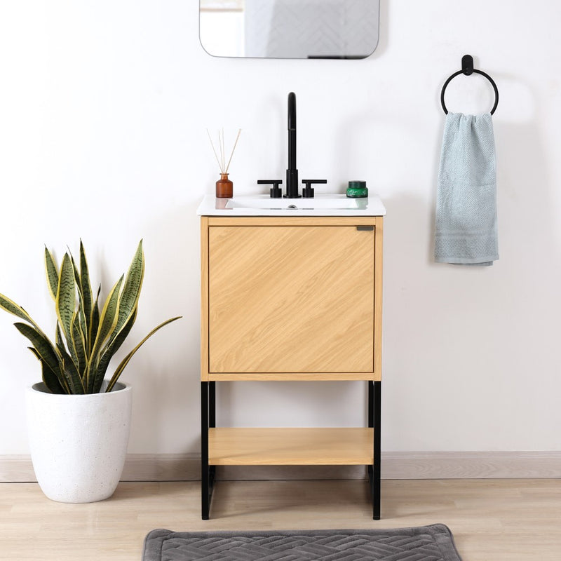 Juhl Chevron-Front Modern Minimalist 2-Shelf Bath Vanity Cabinet Only (Sink Basin Not Included) - JONATHAN Y