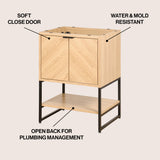 Juhl Chevron-Front Modern Minimalist 2-Shelf Bath Vanity Cabinet Only (Sink Basin Not Included)