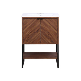 Juhl Chevron-Front Modern Minimalist 2-Shelf Bath Vanity Cabinet Only (Sink Basin Not Included) - JONATHAN Y