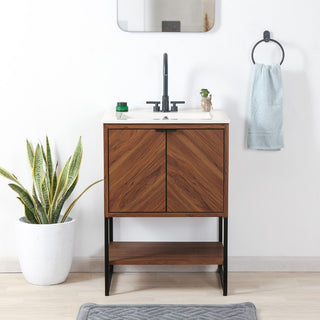 Juhl Chevron-Front Modern Minimalist 2-Shelf Bath Vanity Cabinet Only (Sink Basin Not Included) - JONATHAN Y