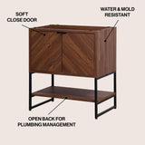 Juhl Chevron-Front Modern Minimalist 2-Shelf Bath Vanity Cabinet Only (Sink Basin Not Included)
