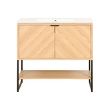 Juhl Chevron-Front Modern Minimalist 2-Shelf Bath Vanity Cabinet Only (Sink Basin Not Included)