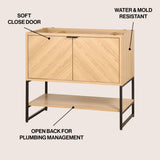 Juhl Chevron-Front Modern Minimalist 2-Shelf Bath Vanity Cabinet Only (Sink Basin Not Included)