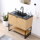Juhl Chevron-Front Modern Minimalist 2-Shelf Bath Vanity Cabinet Only (Sink Basin Not Included)