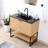 Juhl Chevron-Front Modern Minimalist 2-Shelf Bath Vanity Cabinet Only (Sink Basin Not Included)
