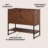 Juhl Chevron-Front Modern Minimalist 2-Shelf Bath Vanity Cabinet Only (Sink Basin Not Included)