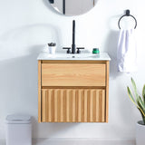 Sherwin Slat Modern Coastal 2-Drawer Wall Mounted Bath Vanity Cabinet Only (Sink Basin Not Included) - JONATHAN Y