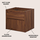 Sherwin Slat Modern Coastal 2-Drawer Wall Mounted Bath Vanity Cabinet Only (Sink Basin Not Included)
