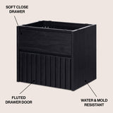 Sherwin Slat Modern Coastal 2-Drawer Wall Mounted Bath Vanity Cabinet Only (Sink Basin Not Included)