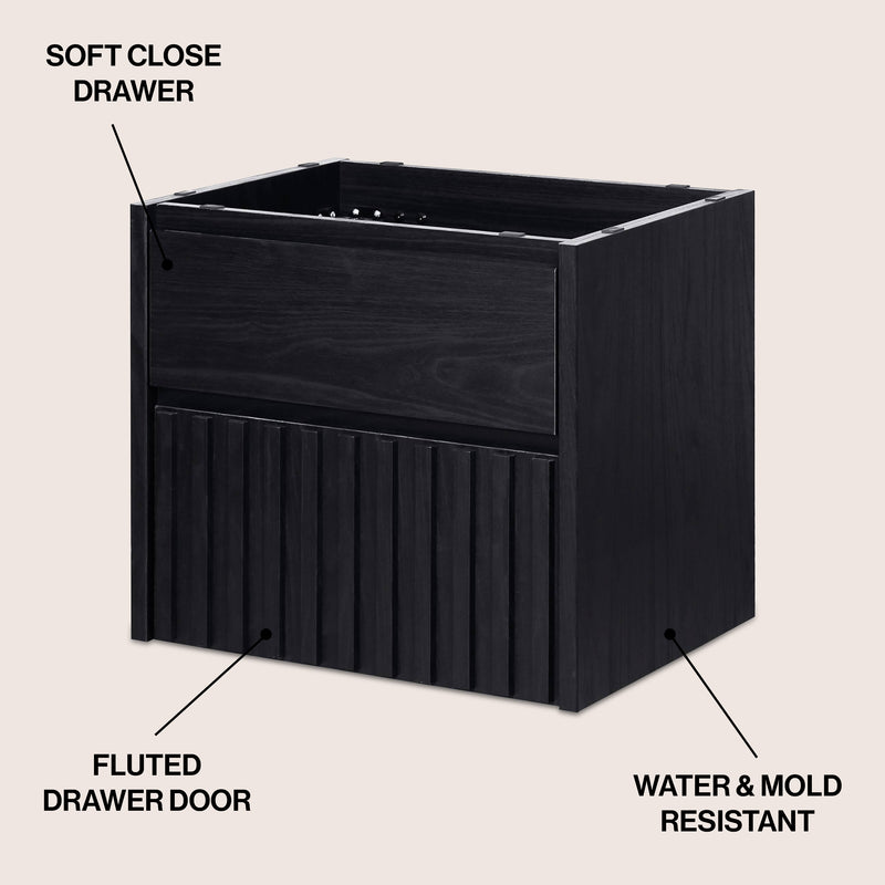 Sherwin Slat Modern Coastal 2-Drawer Wall Mounted Bath Vanity Cabinet Only (Sink Basin Not Included)