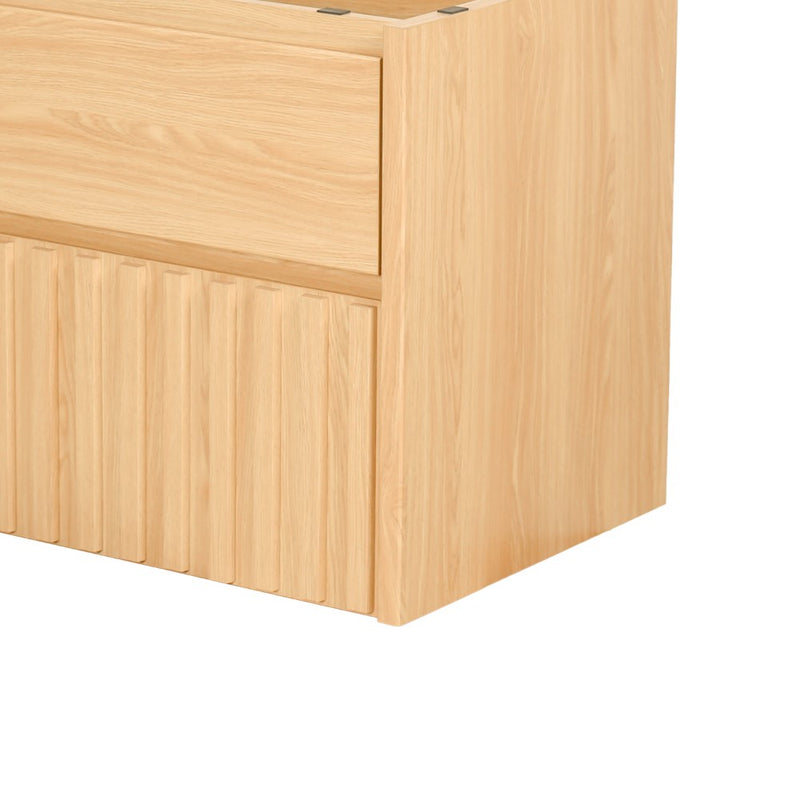 Sherwin Slat Modern Coastal 2-Drawer Wall Mounted Bath Vanity Cabinet Only (Sink Basin Not Included)