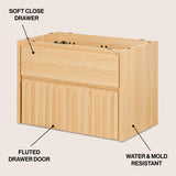 Sherwin Slat Modern Coastal 2-Drawer Wall Mounted Bath Vanity Cabinet Only (Sink Basin Not Included)