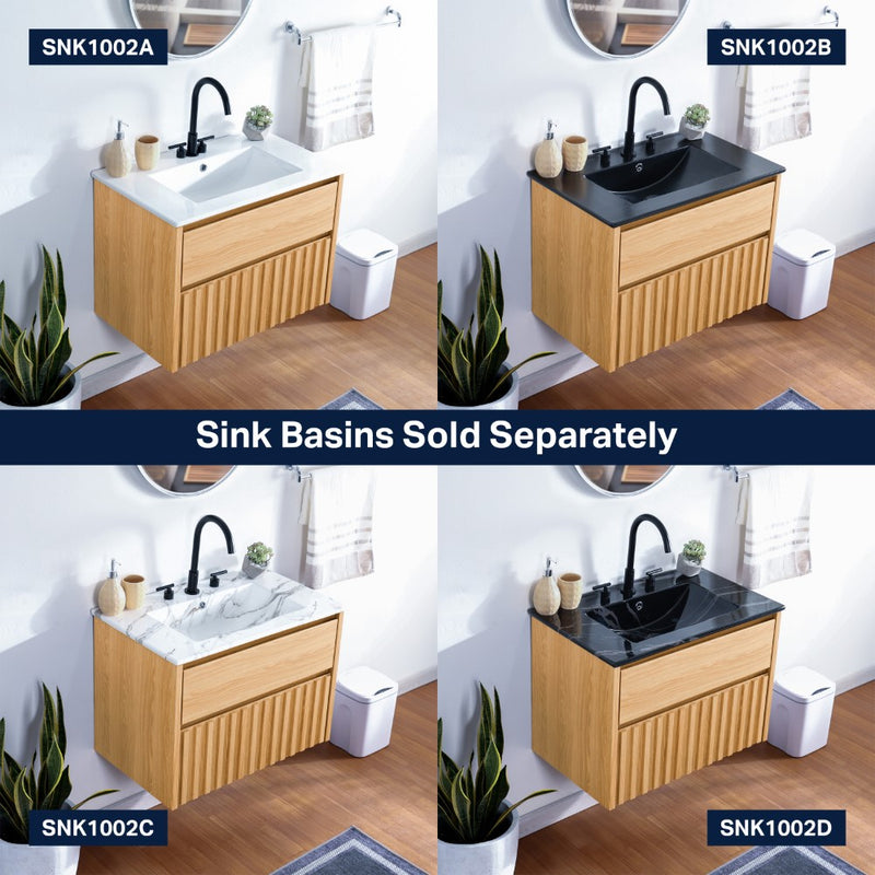 Sherwin Slat Modern Coastal 2-Drawer Wall Mounted Bath Vanity Cabinet Only (Sink Basin Not Included)