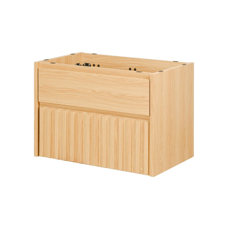 Sherwin Slat Modern Coastal 2-Drawer Wall Mounted Bath Vanity Cabinet Only (Sink Basin Not Included)