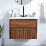 Sherwin Slat Modern Coastal 2-Drawer Wall Mounted Bath Vanity Cabinet Only (Sink Basin Not Included)