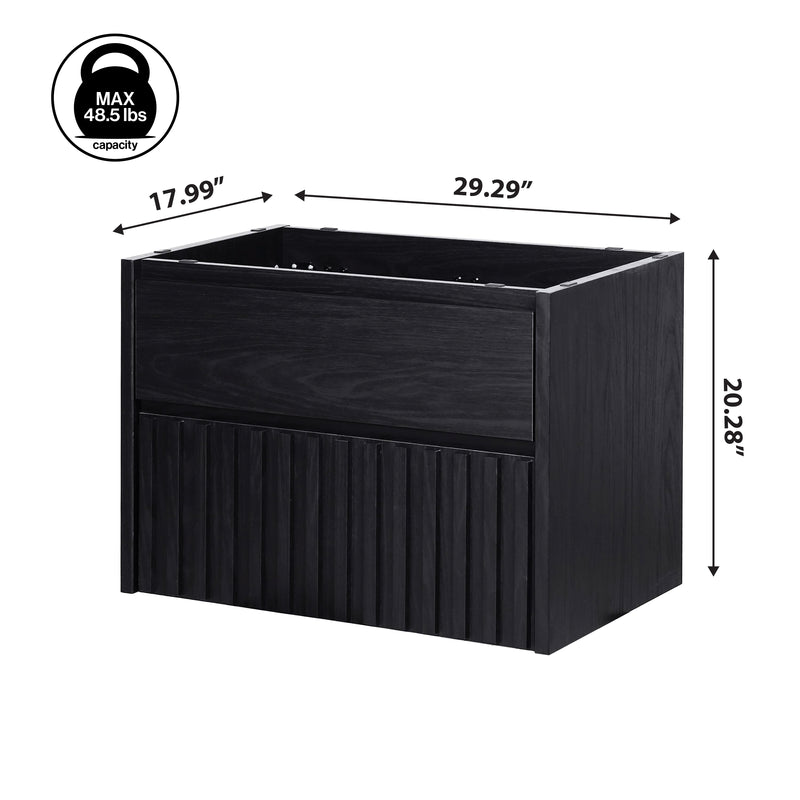 Sherwin Slat Modern Coastal 2-Drawer Wall Mounted Bath Vanity Cabinet Only (Sink Basin Not Included) - JONATHAN Y