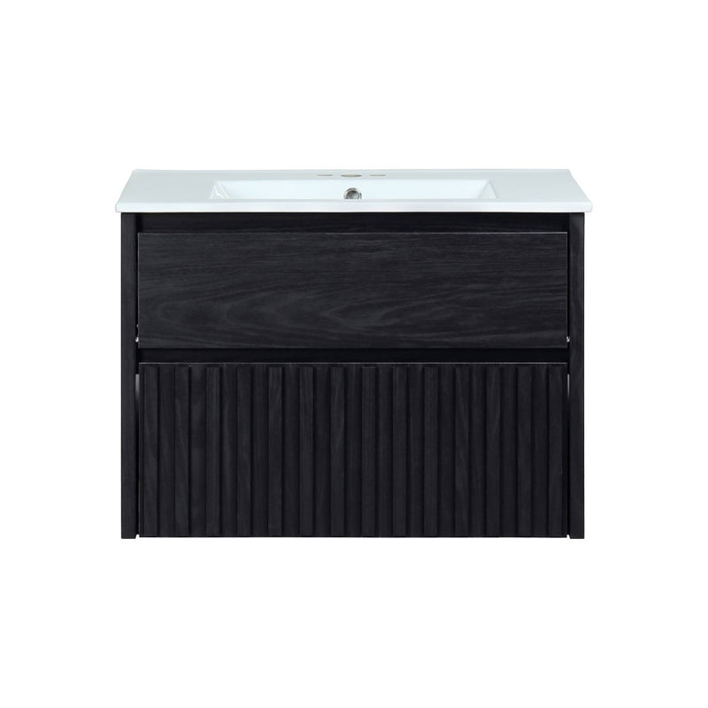 Sherwin Slat Modern Coastal 2-Drawer Wall Mounted Bath Vanity Cabinet Only (Sink Basin Not Included) - JONATHAN Y