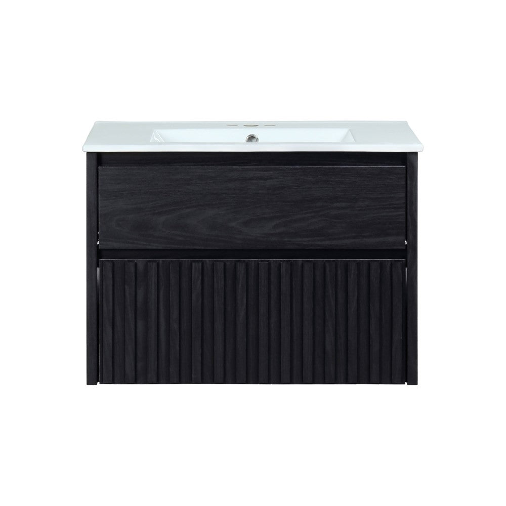 JONATHAN Y Javer Armadietto Da Bagno 48,26 Cm - Vanity In Noce Opaco Con Pannelli In Canna, Legno Ingegnerizzato, Anta A Chiusura Morbida, Stile Bohémien