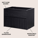 Sherwin Slat Modern Coastal 2-Drawer Wall Mounted Bath Vanity Cabinet Only (Sink Basin Not Included)