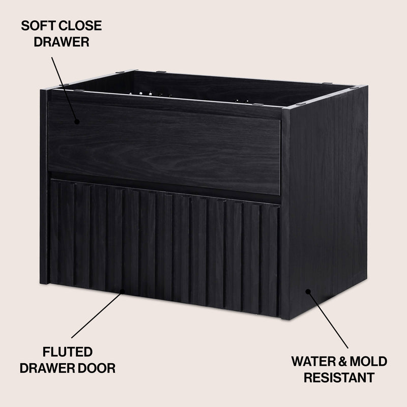 Sherwin Slat Modern Coastal 2-Drawer Wall Mounted Bath Vanity Cabinet Only (Sink Basin Not Included)